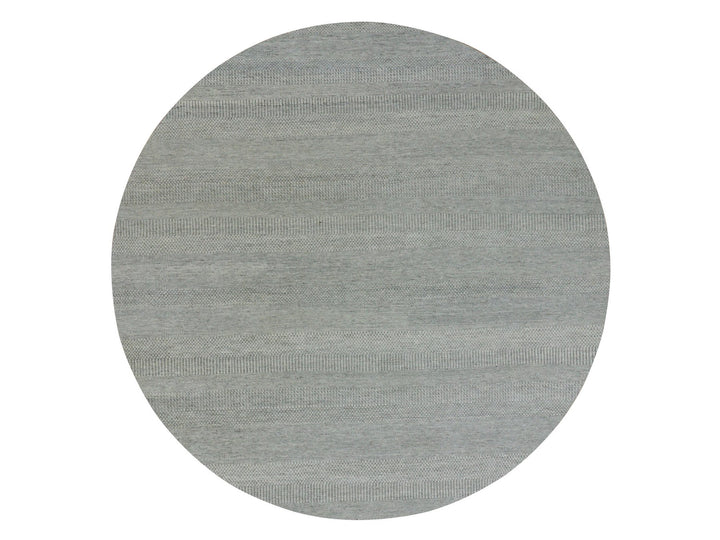 13'5" x 13'5" New Hand Knotted Grey Wool Round Oriental Rug - MOA10279859