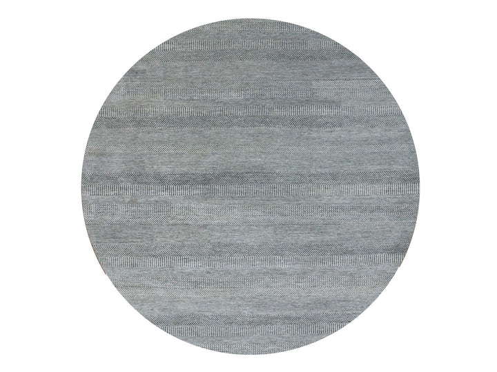 13'8" x 13'9" New Hand Knotted Grey Wool Round Oriental Rug - MOA10279860