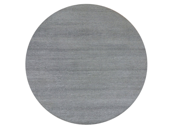 12'0" x 12'0" New Hand Knotted Grey Wool Round Oriental Rug - MOA10279861