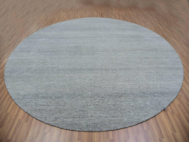 12'0" x 12'0" New Hand Knotted Grey Wool Round Oriental Rug - MOA10279861