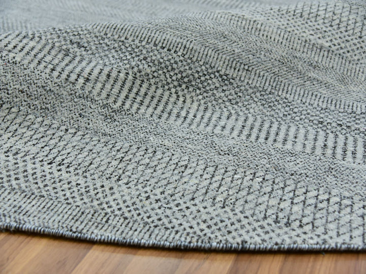 12'0" x 12'0" New Hand Knotted Grey Wool Round Oriental Rug - MOA10279861
