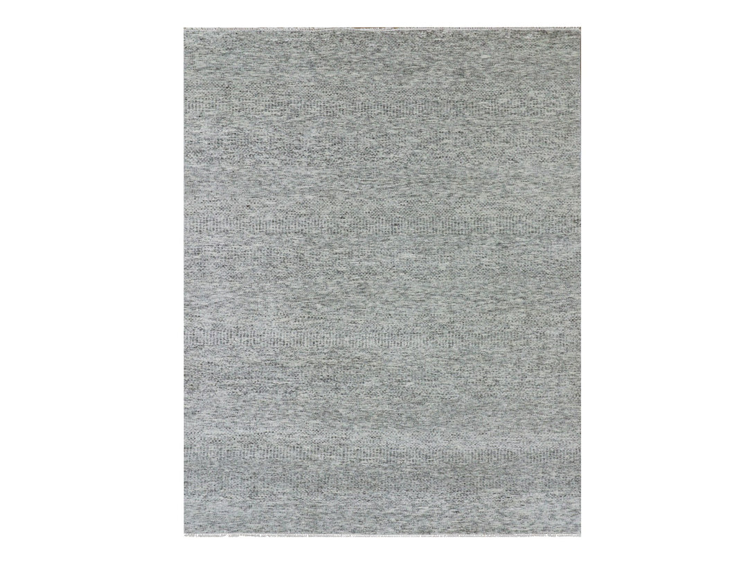 8'0" x 10'2" New Hand Knotted Grey Wool Rectangle Oriental Rug - MOA10279863