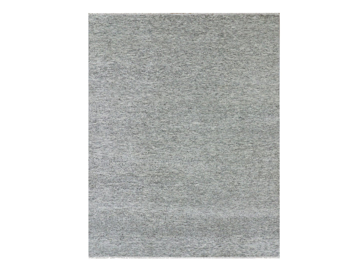 8'0" x 10'2" New Hand Knotted Grey Wool Rectangle Oriental Rug - MOA10279863