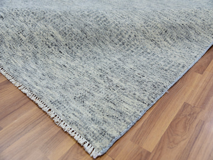 8'0" x 10'2" New Hand Knotted Grey Wool Rectangle Oriental Rug - MOA10279863