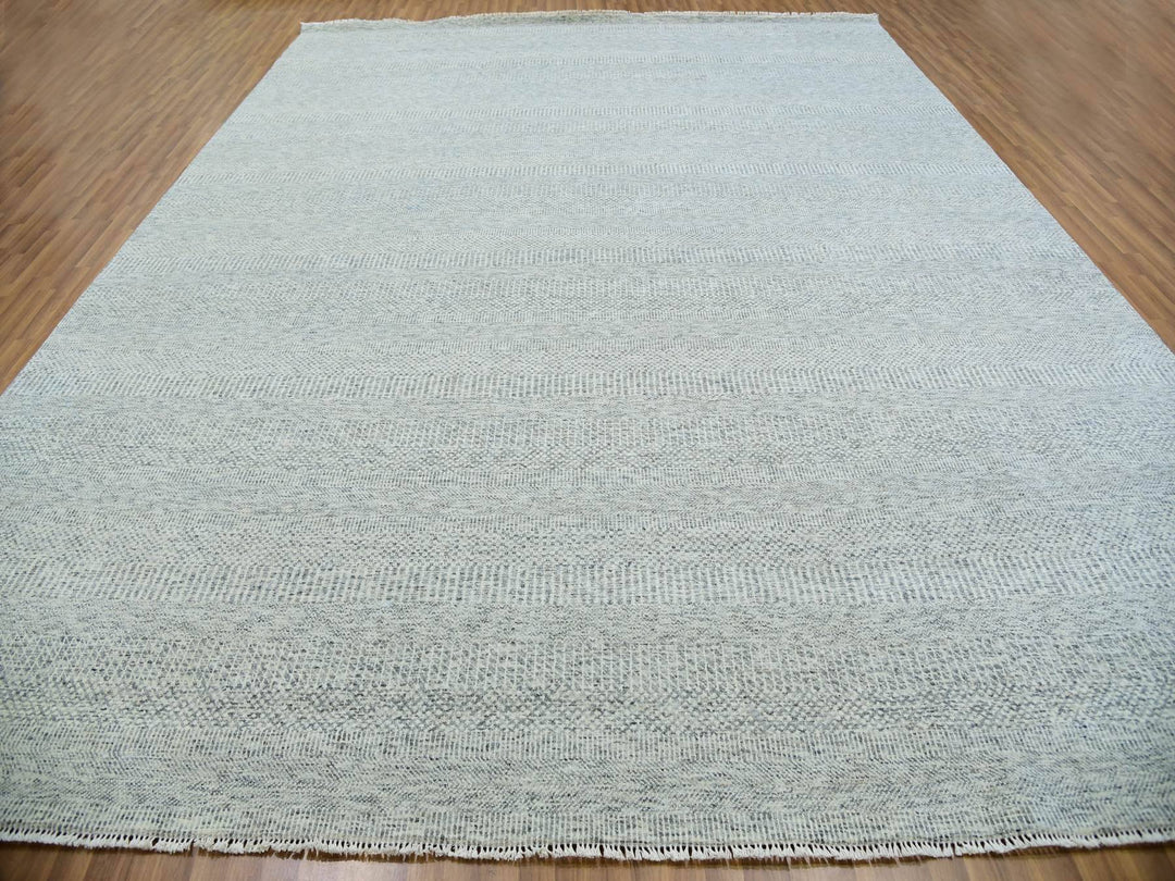11'10" x 15'0" New Hand Knotted Grey Wool Rectangle Oriental Rug - MOA10279864
