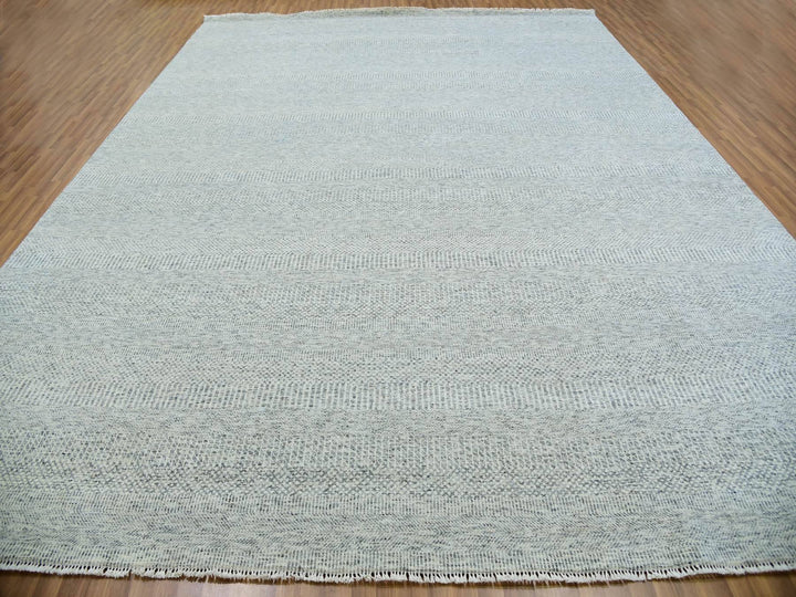 11'10" x 15'0" New Hand Knotted Grey Wool Rectangle Oriental Rug - MOA10279864