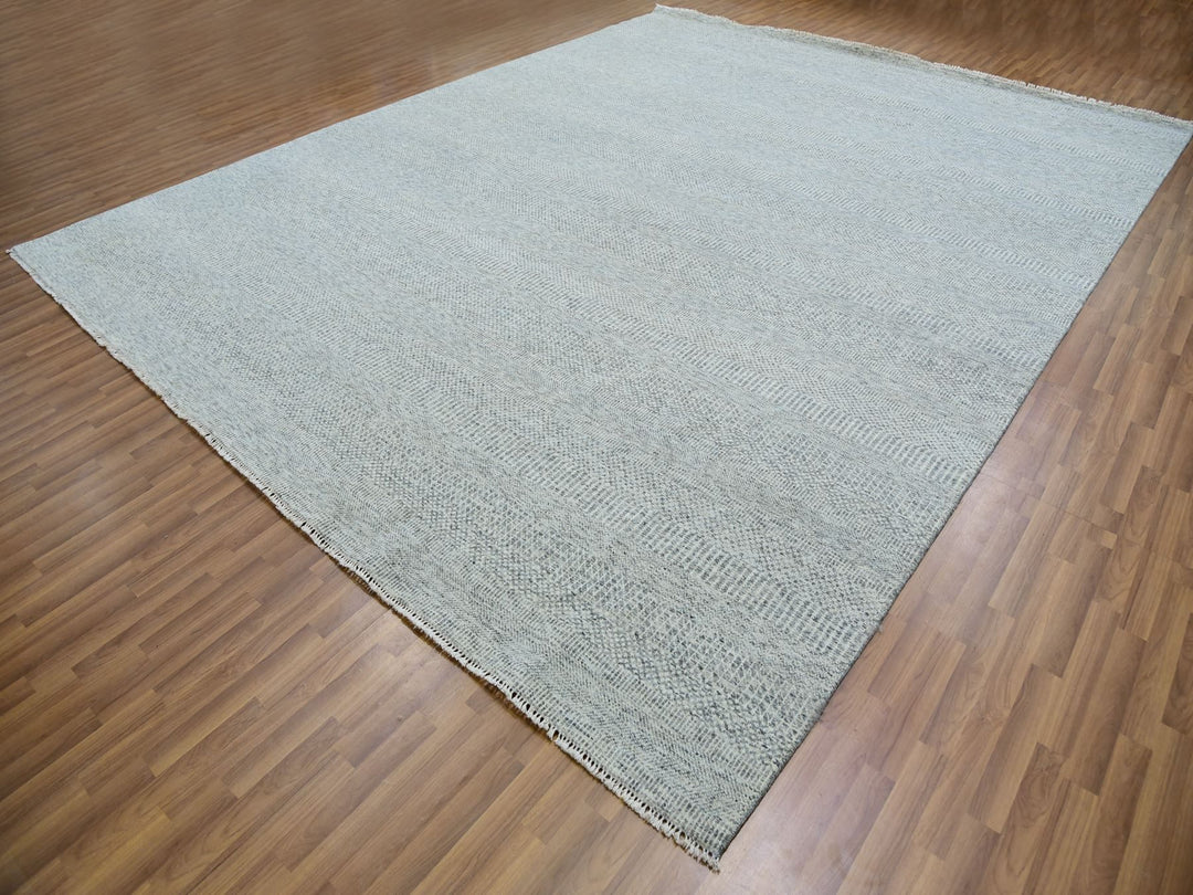 11'10" x 15'0" New Hand Knotted Grey Wool Rectangle Oriental Rug - MOA10279864