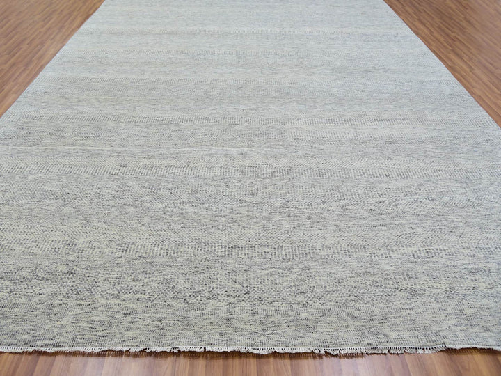 12'0" x 15'0" New Hand Knotted Grey Wool Rectangle Oriental Rug - MOA10279865