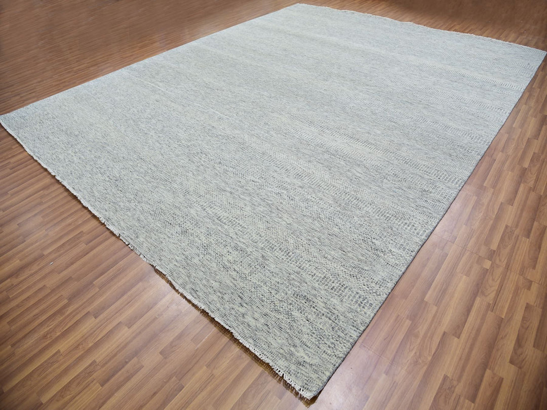 12'0" x 15'0" New Hand Knotted Grey Wool Rectangle Oriental Rug - MOA10279865