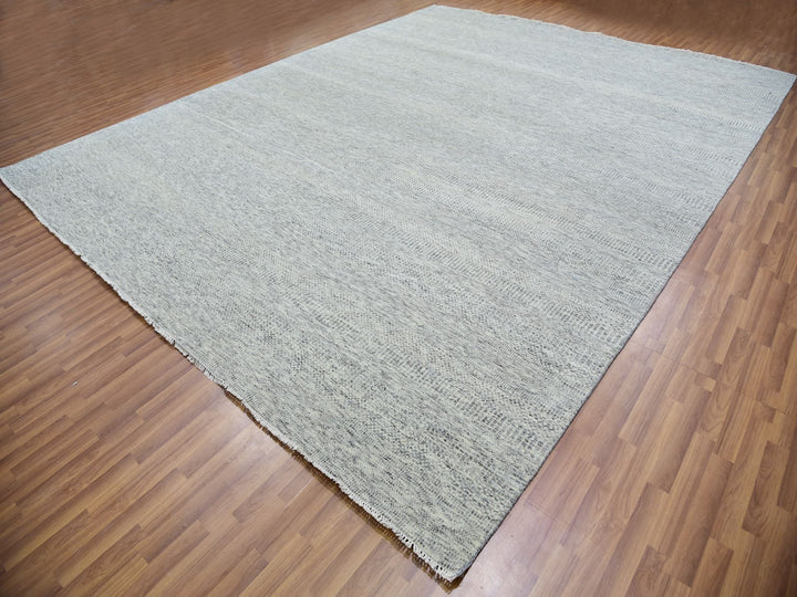 12'0" x 15'0" New Hand Knotted Grey Wool Rectangle Oriental Rug - MOA10279865