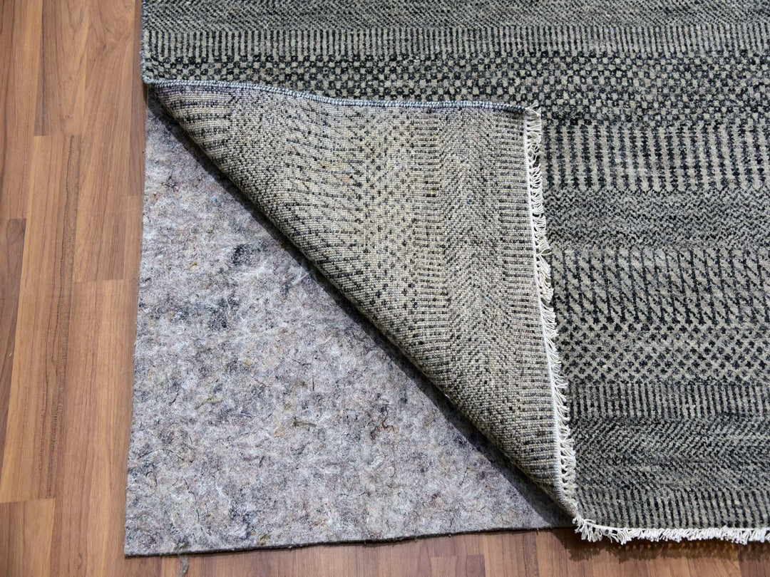 12'1" x 15'1" New Hand Knotted Grey Wool Rectangle Oriental Rug - MOA10279868