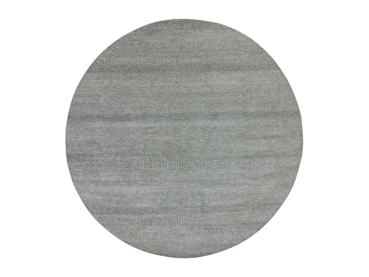 9'10" x 9'10" New Hand Knotted Grey Wool Round Oriental Rug - MOA10279875