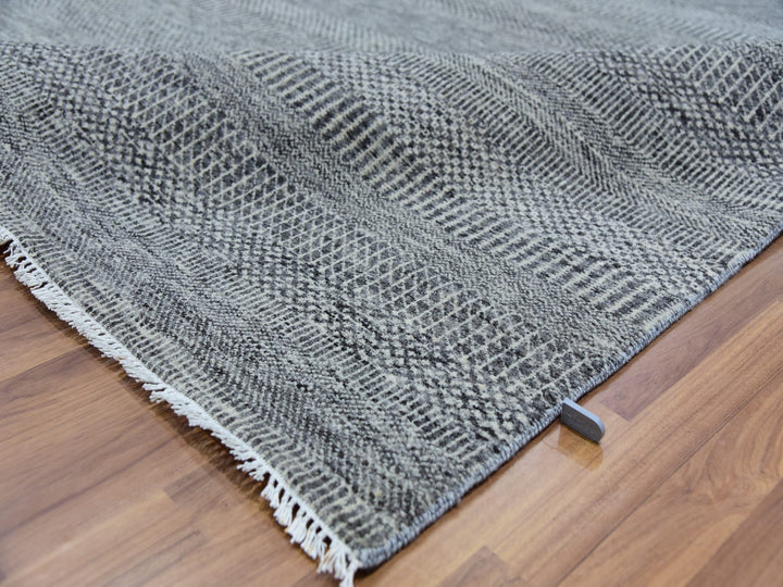 6'1" x 9'1" New Hand Knotted Grey Wool Rectangle Oriental Rug - MOA10279877