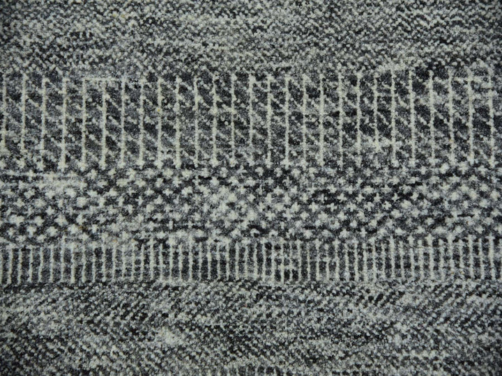 6'1" x 9'1" New Hand Knotted Grey Wool Rectangle Oriental Rug - MOA10279877