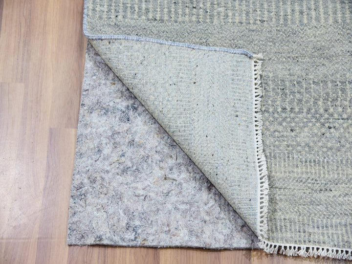 2'7" x 12'4" New Hand Knotted Grey Wool Runner Oriental Rug - MOA10279878