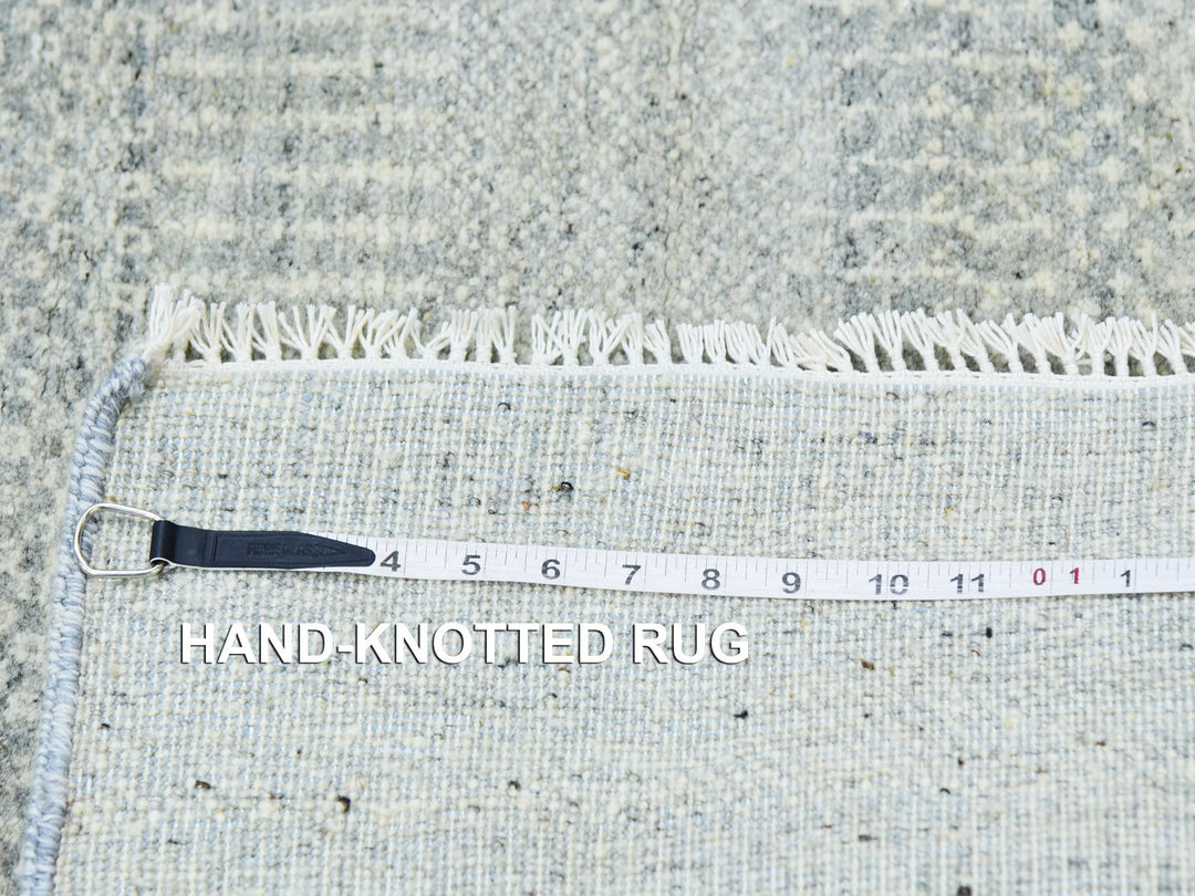 2'7" x 12'4" New Hand Knotted Grey Wool Runner Oriental Rug - MOA10279878