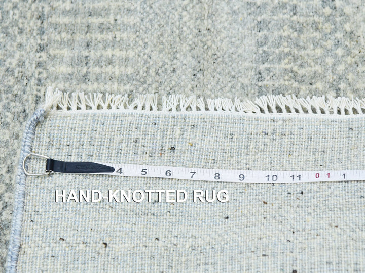 2'7" x 12'4" New Hand Knotted Grey Wool Runner Oriental Rug - MOA10279878