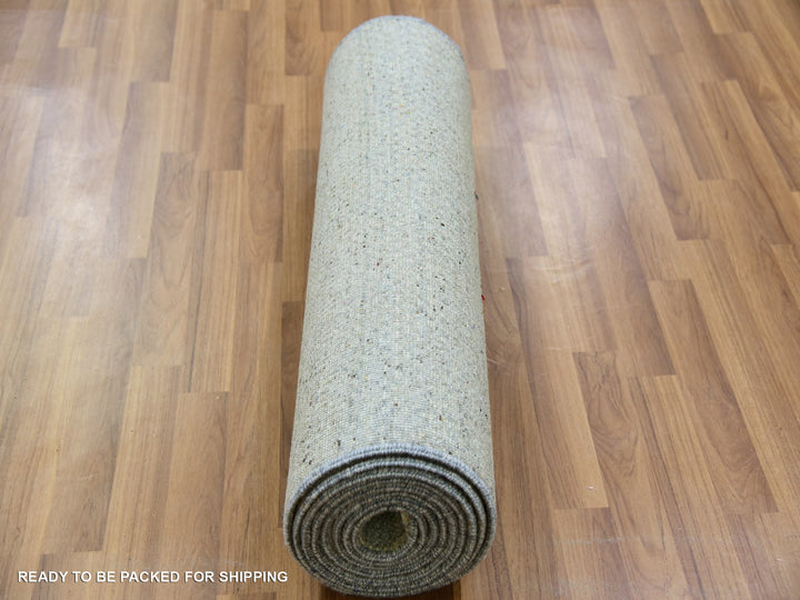 2'7" x 12'4" New Hand Knotted Grey Wool Runner Oriental Rug - MOA10279878