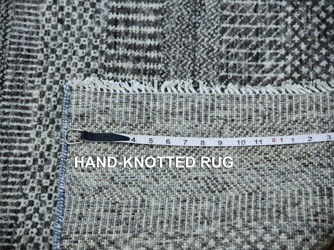 2'7" x 18'5" New Hand Knotted Grey Wool Runner Oriental Rug - MOA10279879