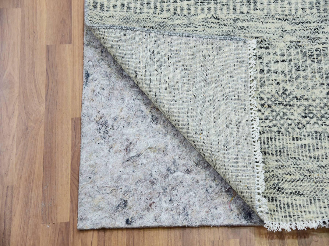 2'5" x 26'3" New Hand Knotted Grey Wool Runner Oriental Rug - MOA10279880