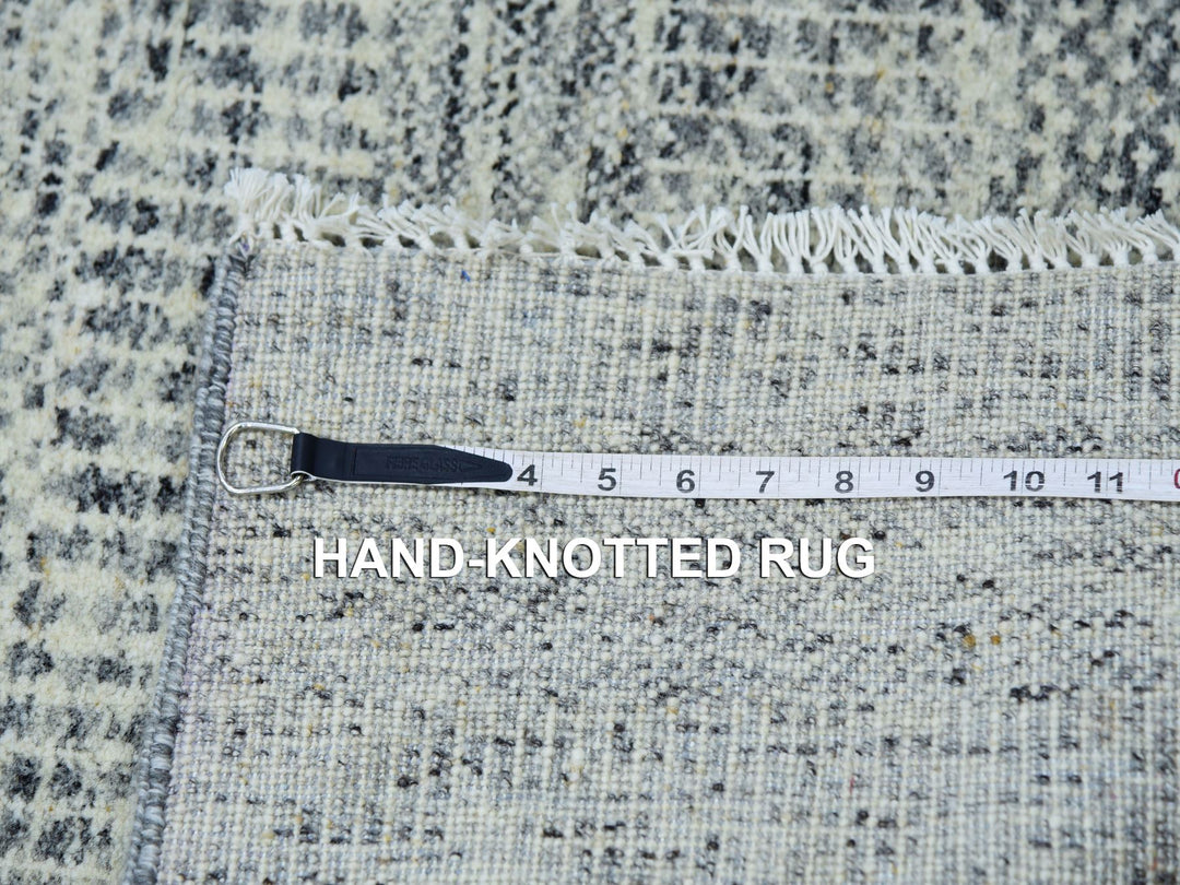 2'5" x 26'3" New Hand Knotted Grey Wool Runner Oriental Rug - MOA10279880