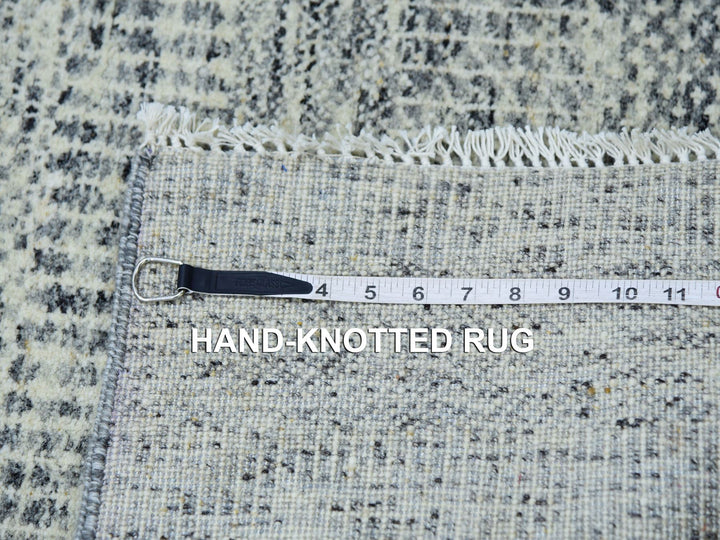 2'5" x 26'3" New Hand Knotted Grey Wool Runner Oriental Rug - MOA10279880