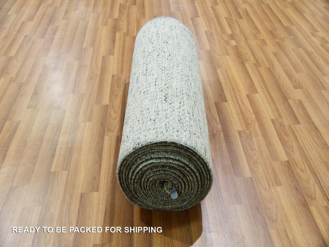 2'5" x 26'3" New Hand Knotted Grey Wool Runner Oriental Rug - MOA10279880