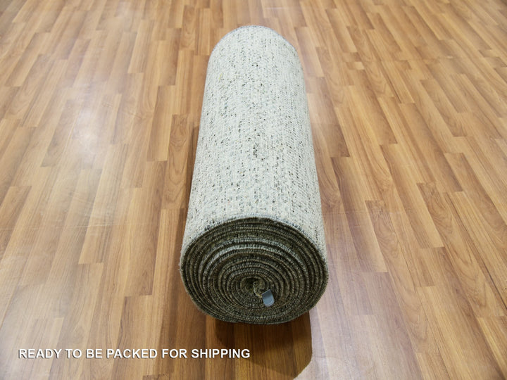 2'5" x 26'3" New Hand Knotted Grey Wool Runner Oriental Rug - MOA10279880