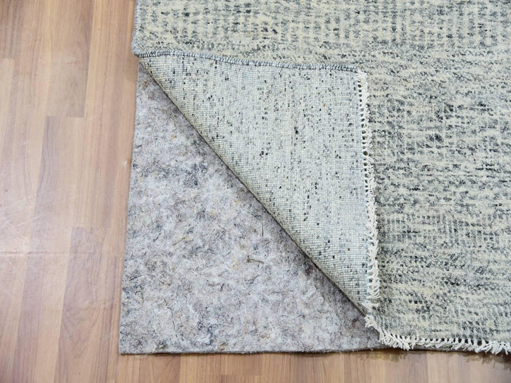 2'7" x 9'10" New Hand Knotted Grey Wool Runner Oriental Rug - MOA10279881