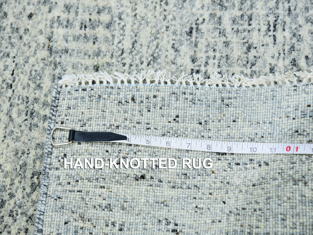2'7" x 9'10" New Hand Knotted Grey Wool Runner Oriental Rug - MOA10279881