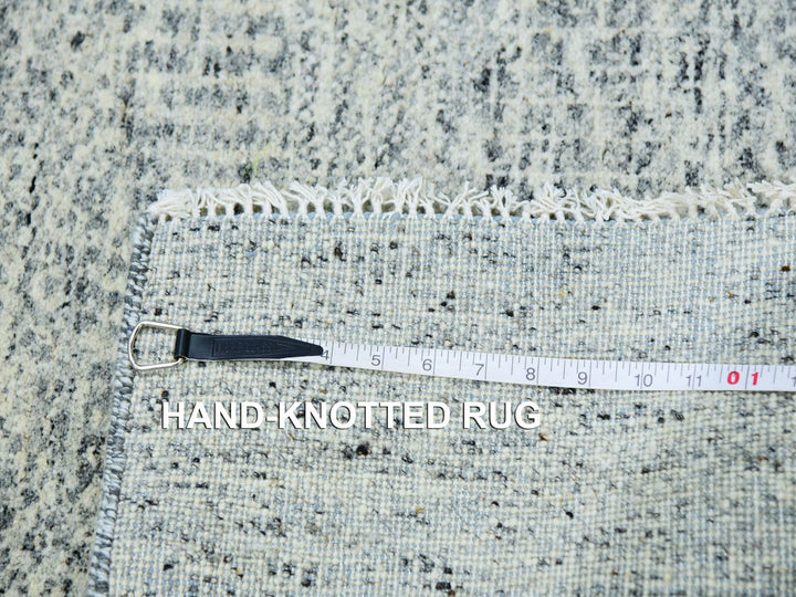 2'7" x 9'10" New Hand Knotted Grey Wool Runner Oriental Rug - MOA10279881