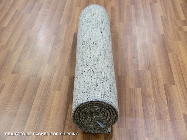 2'7" x 9'10" New Hand Knotted Grey Wool Runner Oriental Rug - MOA10279881