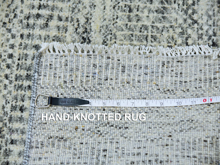 2'5" x 28'3" New Hand Knotted Grey Wool Runner Oriental Rug - MOA10279882