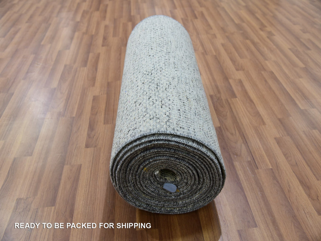 2'5" x 28'3" New Hand Knotted Grey Wool Runner Oriental Rug - MOA10279882