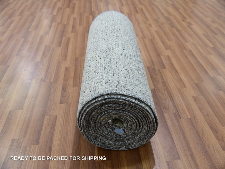 2'5" x 28'3" New Hand Knotted Grey Wool Runner Oriental Rug - MOA10279882