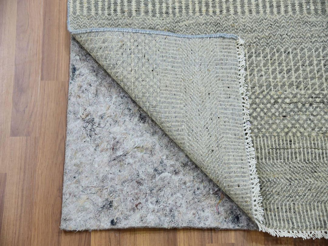 2'5" x 28'5" New Hand Knotted Grey Wool Runner Oriental Rug - MOA10279883