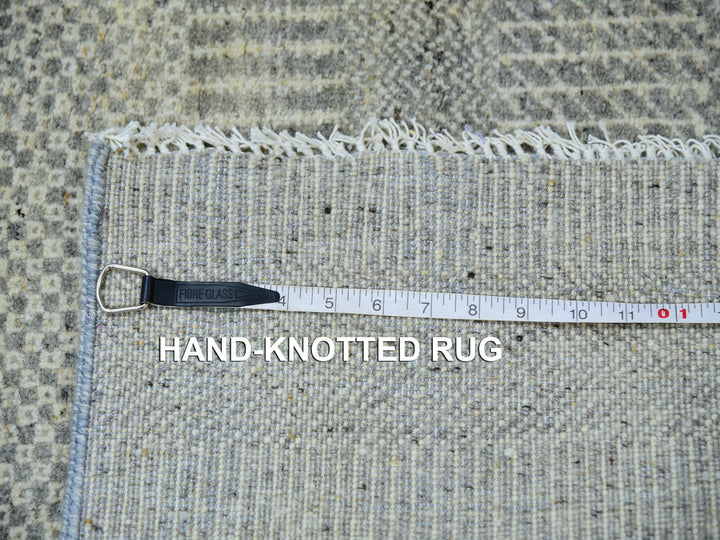 2'5" x 28'5" New Hand Knotted Grey Wool Runner Oriental Rug - MOA10279883