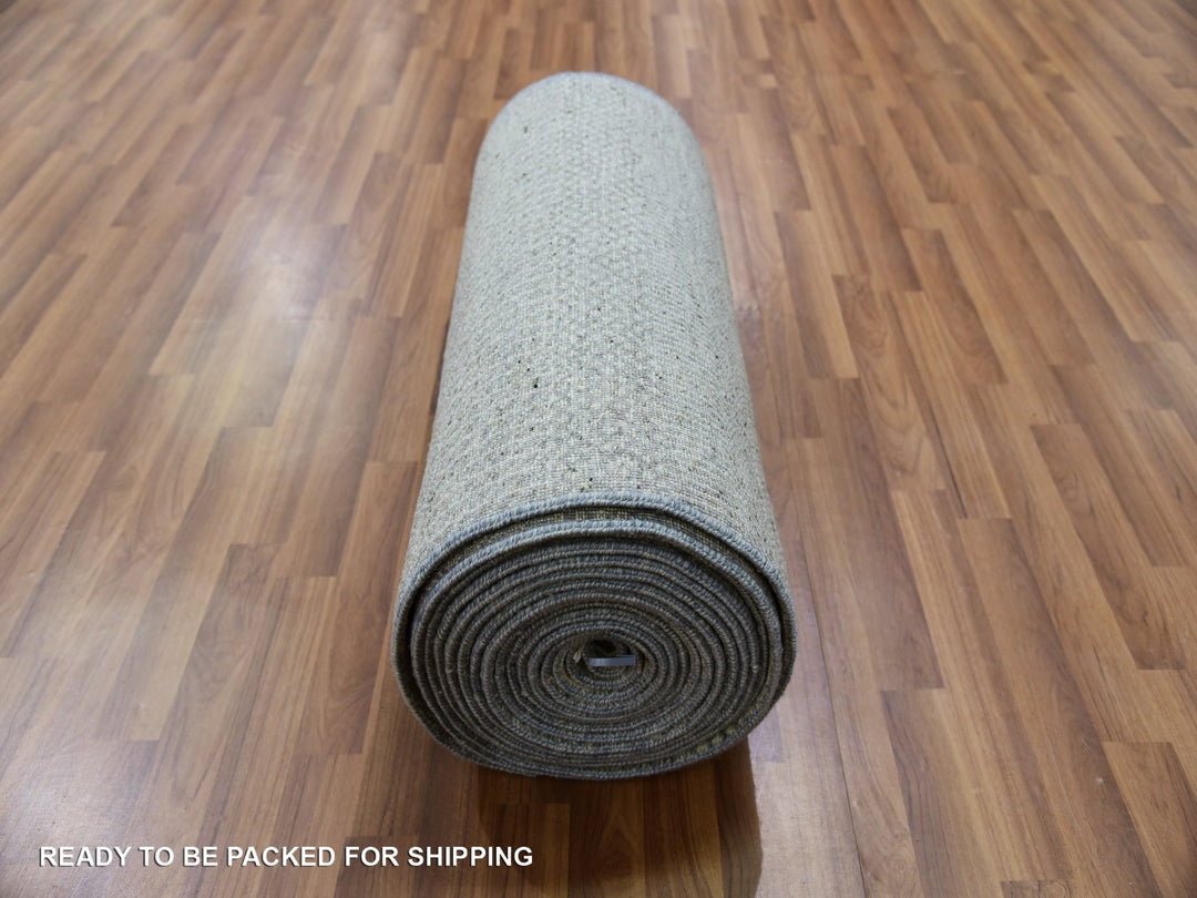 2'5" x 28'5" New Hand Knotted Grey Wool Runner Oriental Rug - MOA10279883