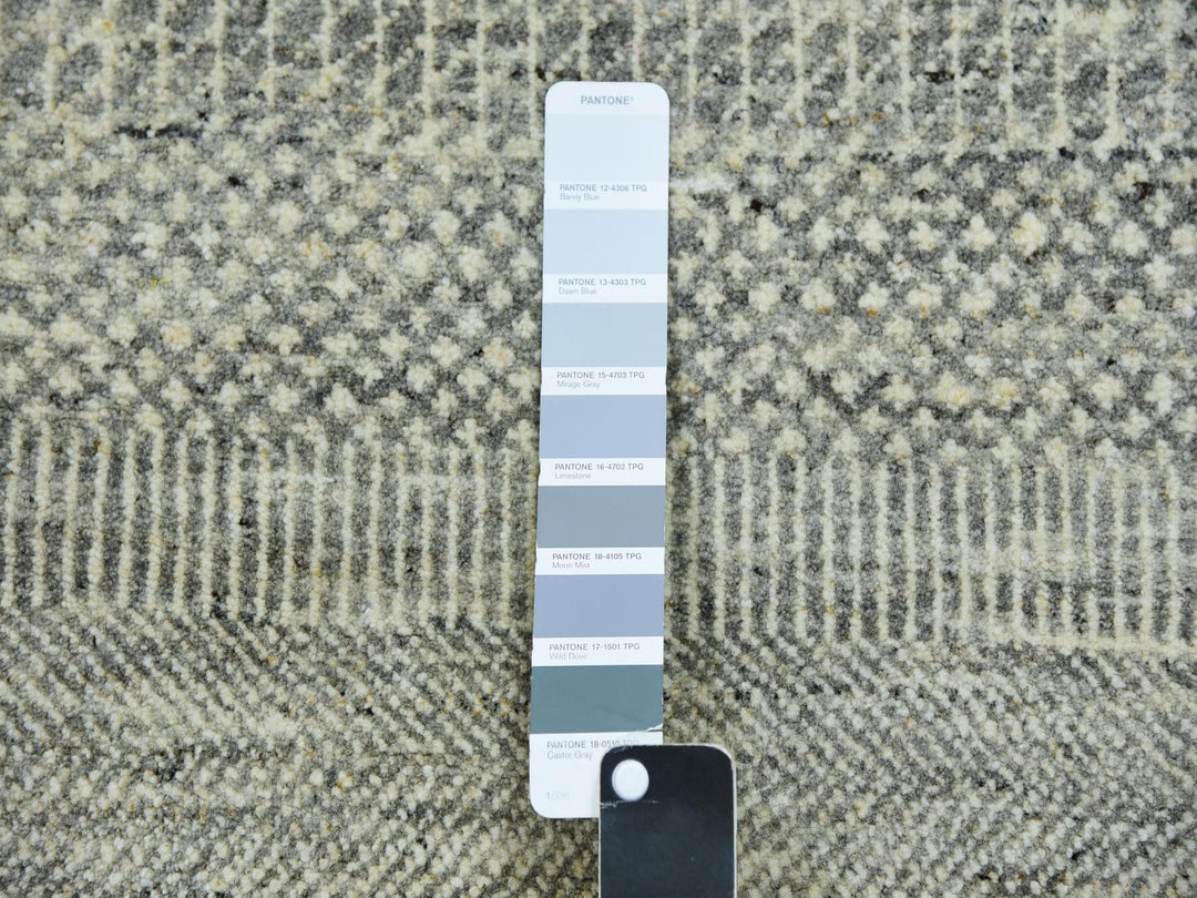 2'5" x 26'2" New Hand Knotted Grey Wool Runner Oriental Rug - MOA10279884