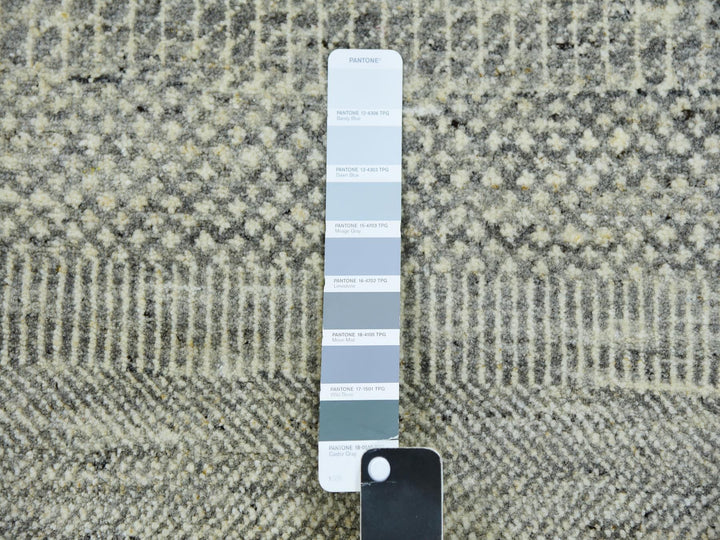 2'5" x 26'2" New Hand Knotted Grey Wool Runner Oriental Rug - MOA10279884