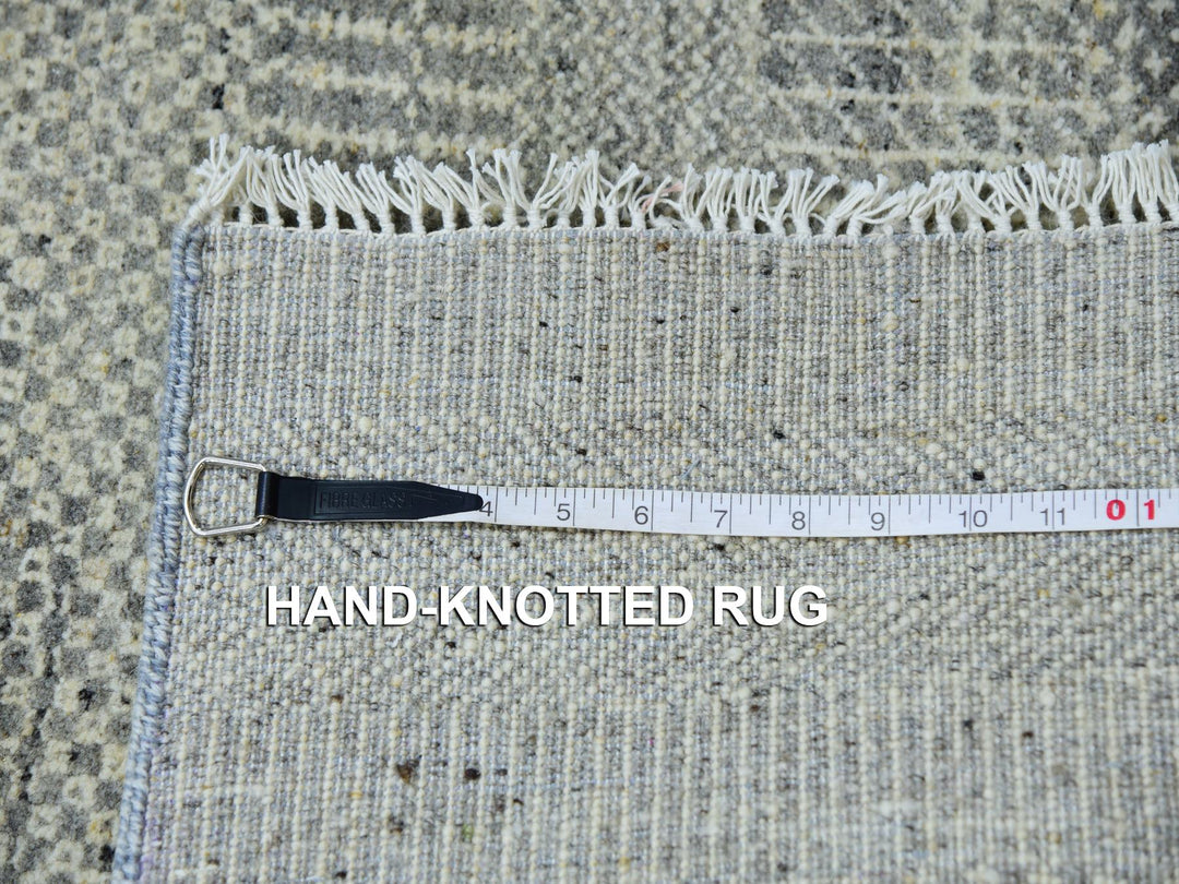 2'5" x 26'2" New Hand Knotted Grey Wool Runner Oriental Rug - MOA10279884