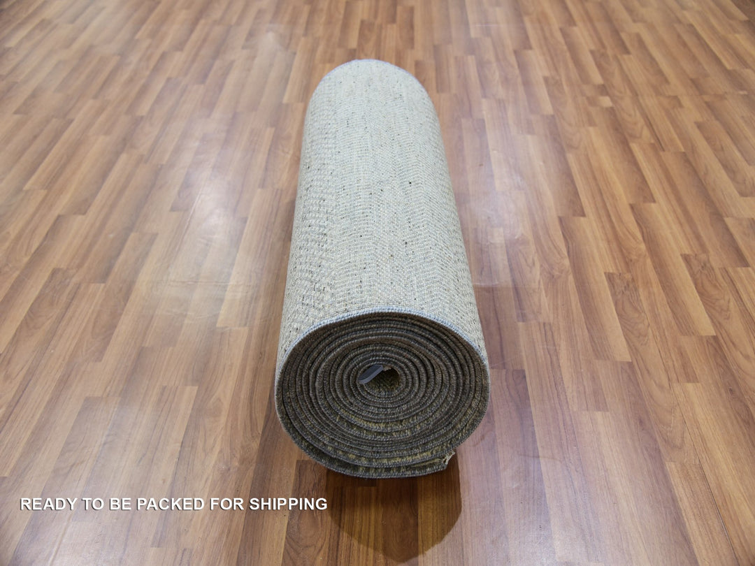 2'5" x 26'2" New Hand Knotted Grey Wool Runner Oriental Rug - MOA10279884