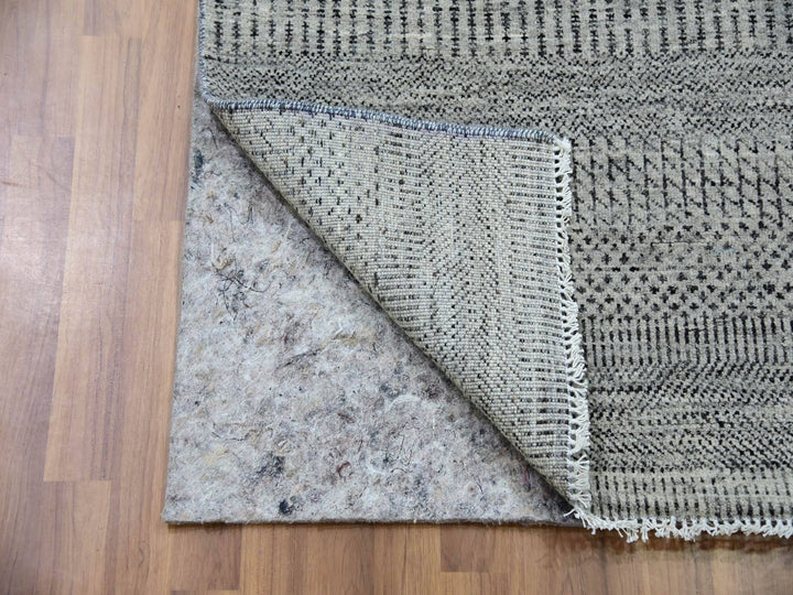2'7" x 18'4" New Hand Knotted Grey Wool Runner Oriental Rug - MOA10279885