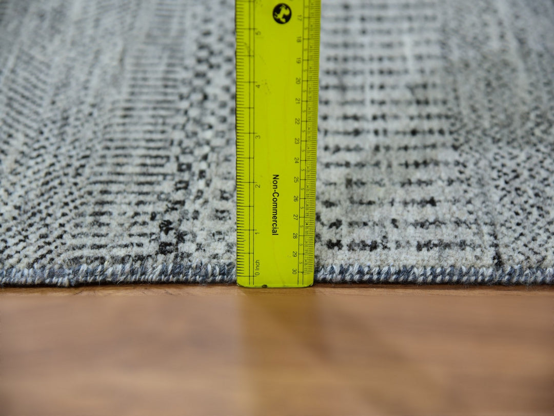 2'7" x 18'4" New Hand Knotted Grey Wool Runner Oriental Rug - MOA10279885