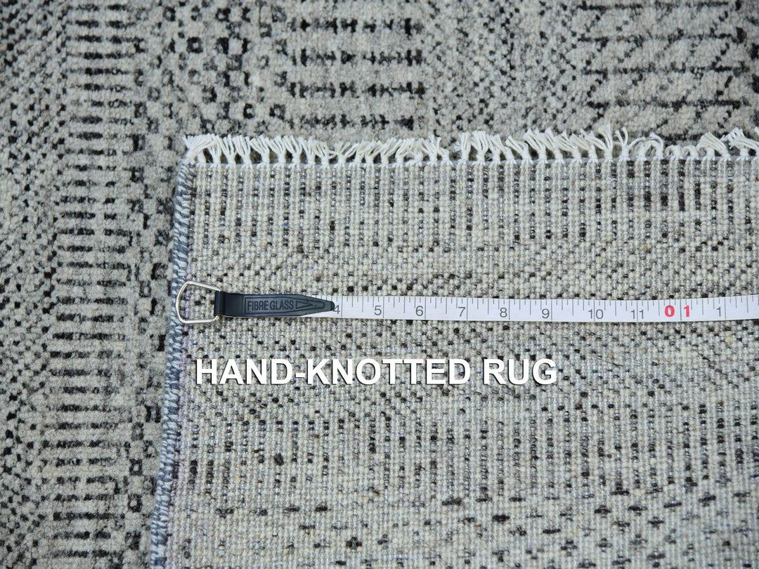 2'7" x 18'4" New Hand Knotted Grey Wool Runner Oriental Rug - MOA10279885