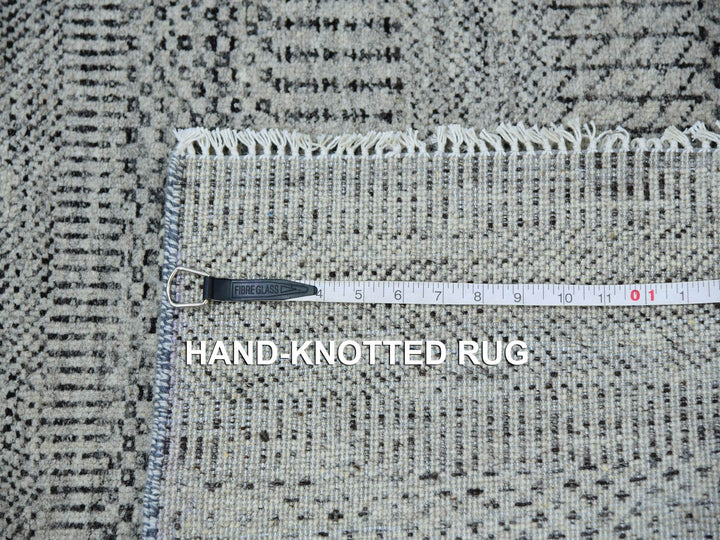 2'7" x 18'4" New Hand Knotted Grey Wool Runner Oriental Rug - MOA10279885