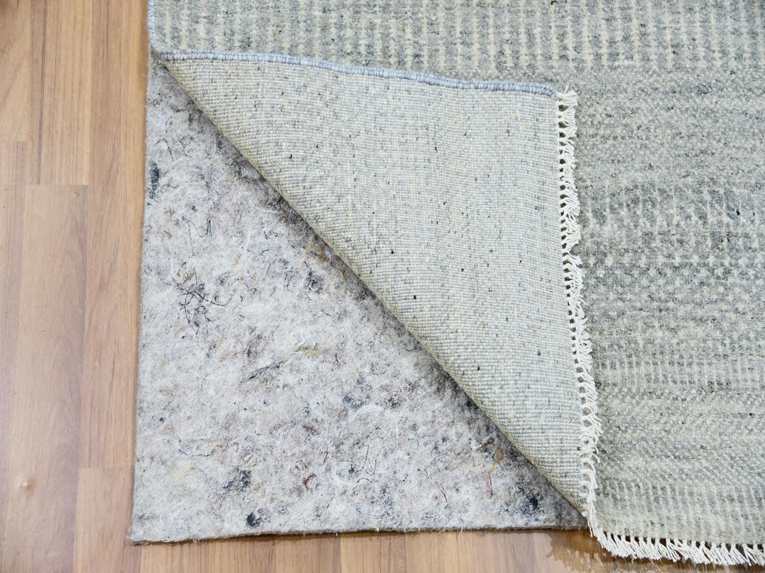 2'6" x 12'4" New Hand Knotted Grey Wool Runner Oriental Rug - MOA10279887