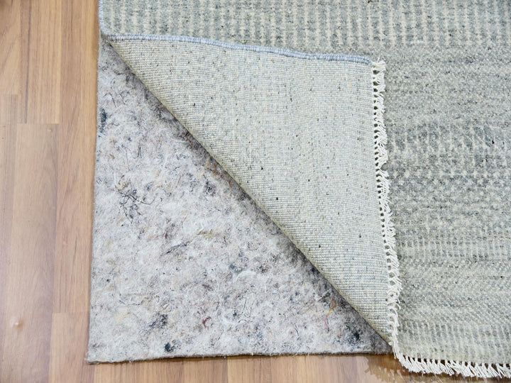 2'6" x 12'4" New Hand Knotted Grey Wool Runner Oriental Rug - MOA10279887