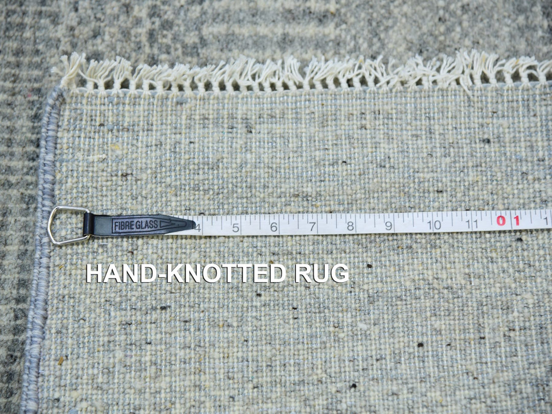 2'6" x 12'4" New Hand Knotted Grey Wool Runner Oriental Rug - MOA10279887