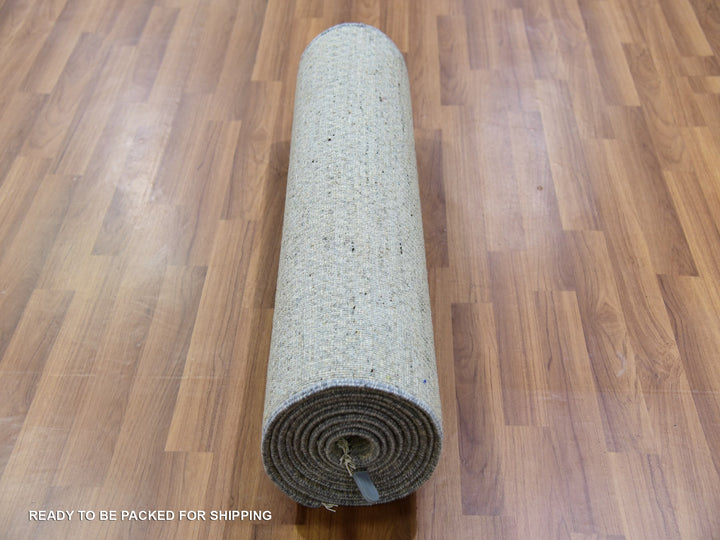 2'6" x 12'4" New Hand Knotted Grey Wool Runner Oriental Rug - MOA10279887
